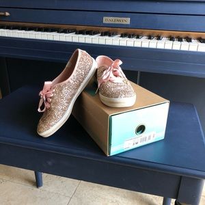 Kate Spade for Keds Rose Gold glitter shoes